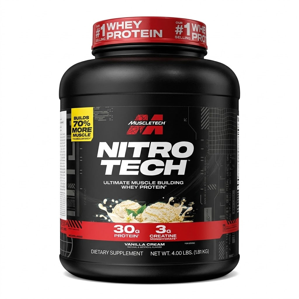 Muscletech Nitro-Tech, Whey Protein Ultimate Muscle Building Formula. 40 Serv 1.8 Kg. Exp 2028