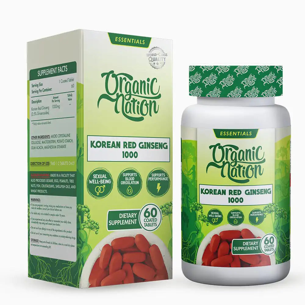 Organic Nation Red Korean Ginseng-60Serv.-60Tablets