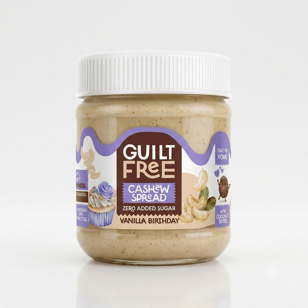 Guilt Free Vanilla Birthday Cashew Spread (Zero Added Sugar)