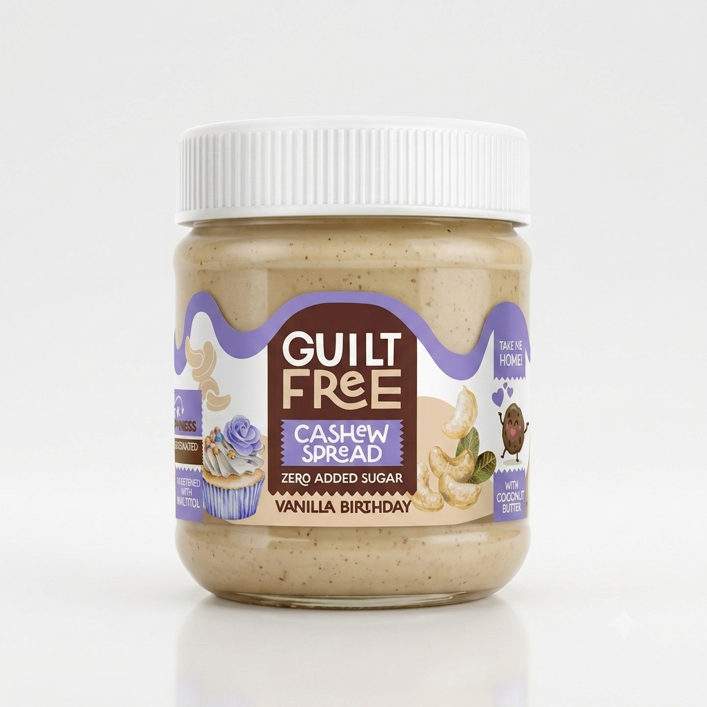 Guilt Free Vanilla Birthday Cashew Spread (Zero Added Sugar)