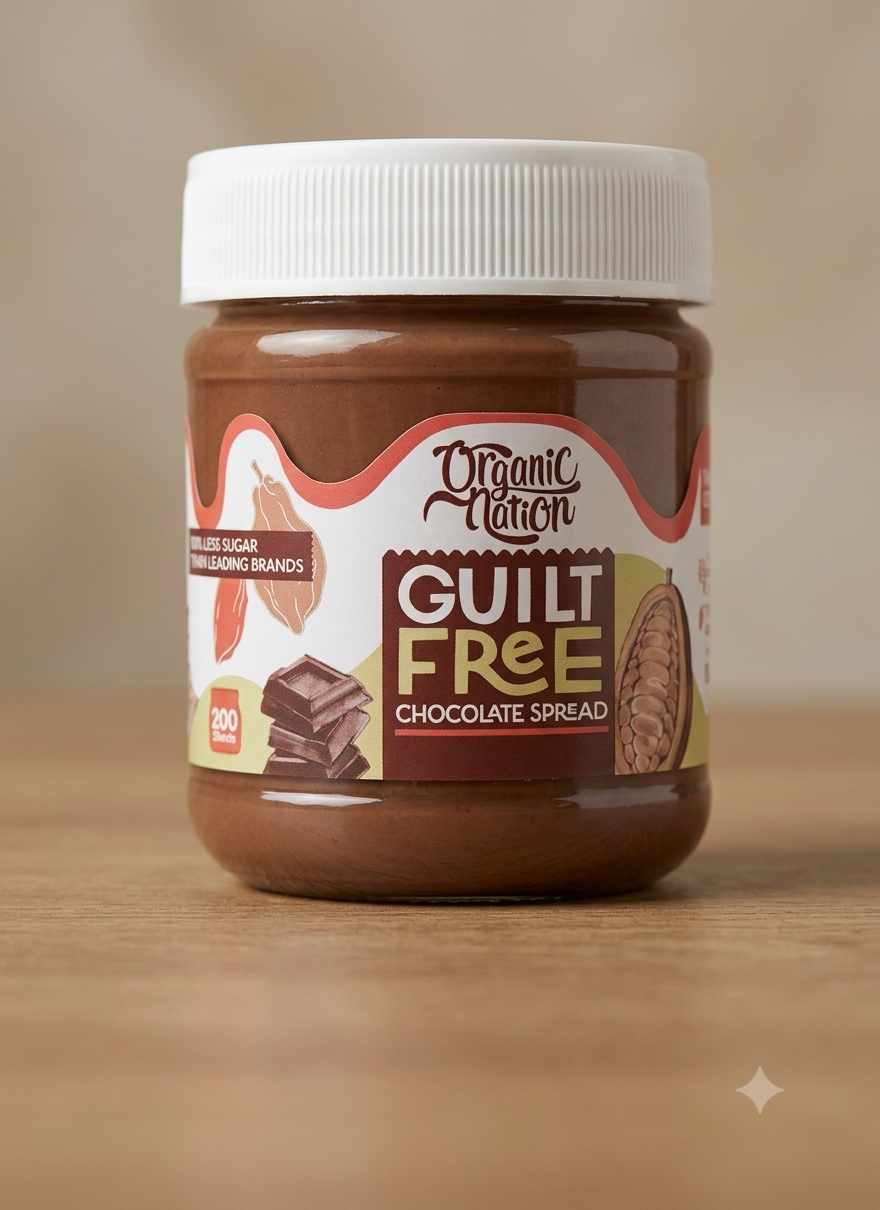 Organic Nation Guilt Free Chocolate Spread - Premium Healthier Alternative 200g