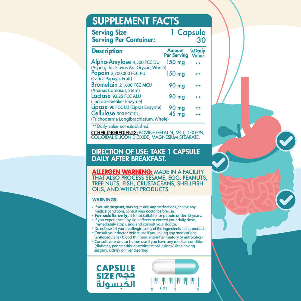 Organic Nation Vitals – Optimum Digest (Full Spectrum Digestive Enzymes) – 30 Capsules