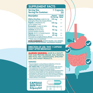Organic Nation Vitals – Optimum Digest (Full Spectrum Digestive Enzymes) – 30 Capsules