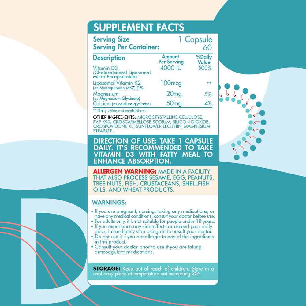 Organic Nation Liposomal D3+K2 -60Serv.-60Capsules